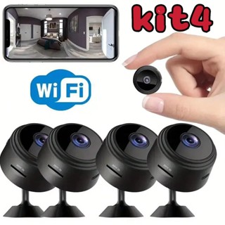 KIT4 A9 Mini HD 1080P WiFi Kit De Câmera De Segurança Doméstica Com Detecção Humana E Visão Noturna em Oferta na Shopee