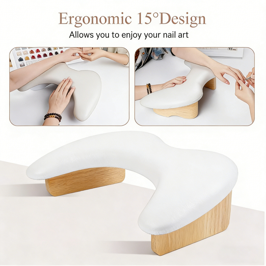 Apoio para mãos de manicure estilo russo em madeira maciça com design asa de borboleta, fo...