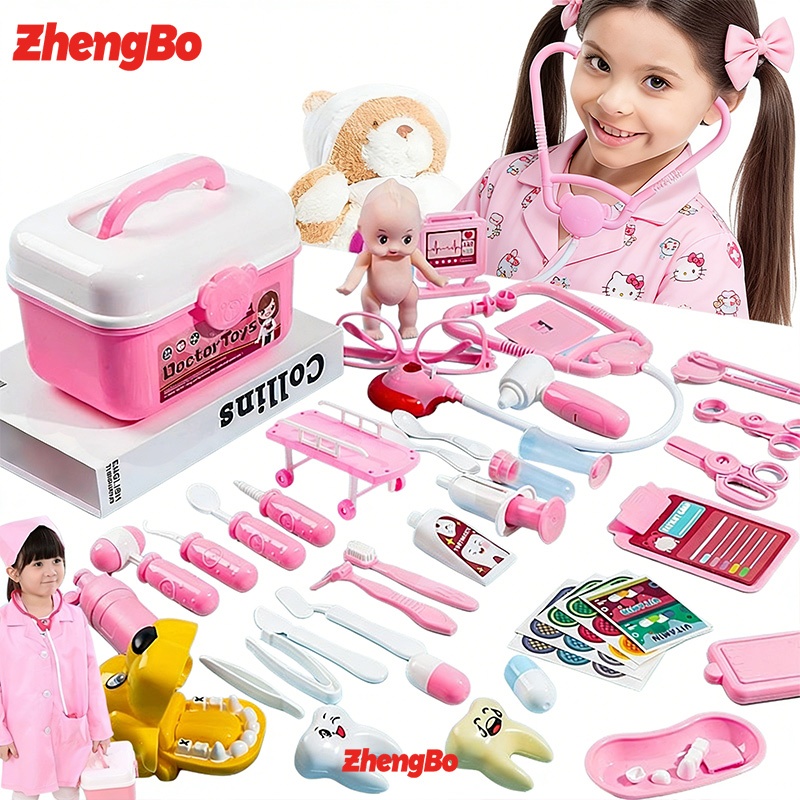 Kit Maleta Rosa Médica Doutora Small Doctor Enfermeira Infantil Educativo Brinquedo Criança Menina