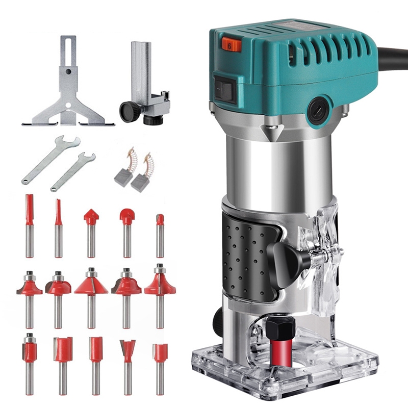 6 Velocidades Ajustáveis Tupia Laminadora Variável 800W + Jogo De Fresas 15 Pç 110V Tupia Elétrica