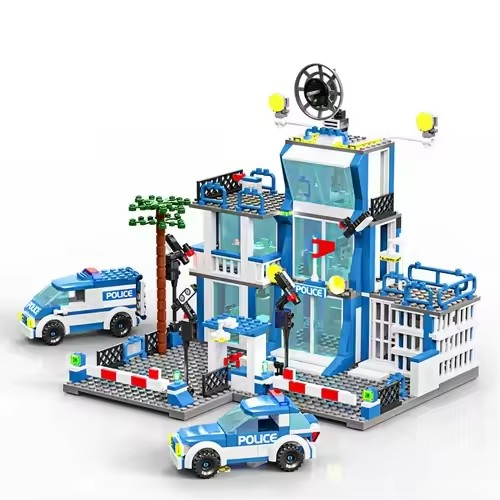 1256 Peças Conjunto De Brinquedos De Blocos De Construção De Delegacia De Polícia