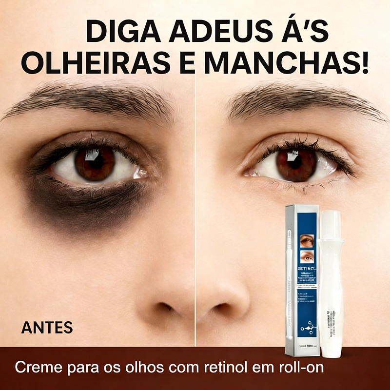 DIVOA Sérum para Olhos com Retinol e Rolo de Massagem Anti-Idade Clareador Anti-Rugas Hidratação Olheiras 15ml