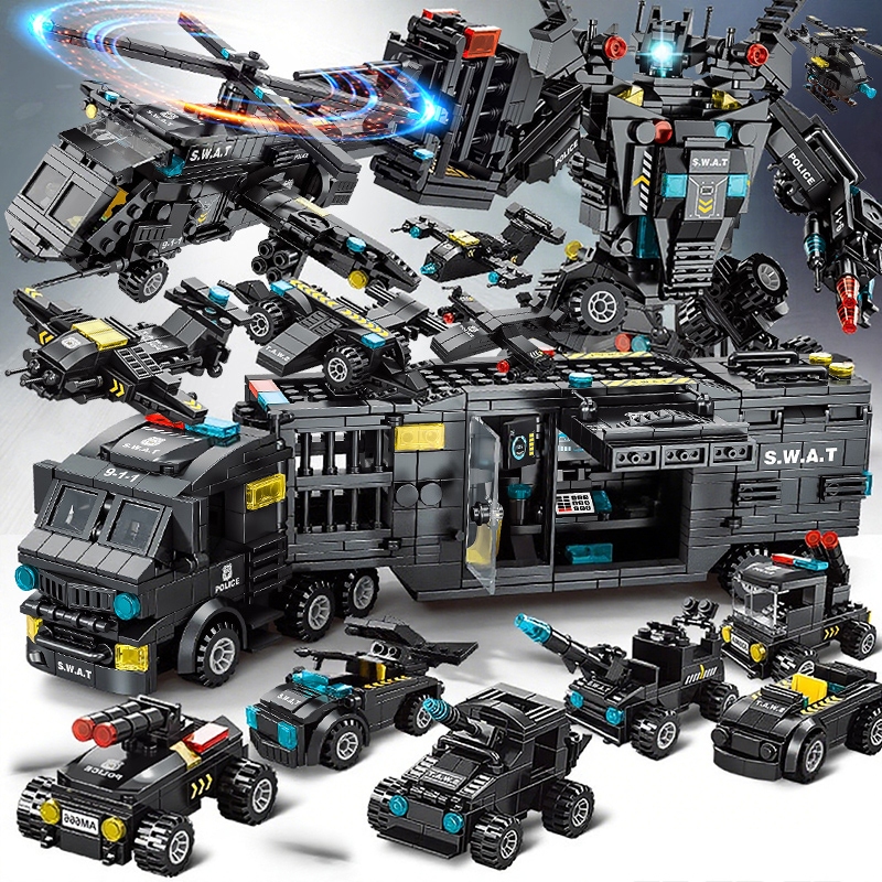 700 Peças Bloco De Construção Brinquedo Polícia mecha Carro De Estilo Combinação Presente Infantil
