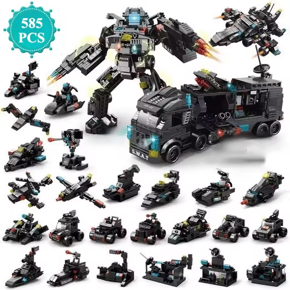 585pcs Bloco De Construção Brinquedo mecha Carro De Polícia Presentes para crianças em Oferta na Shopee