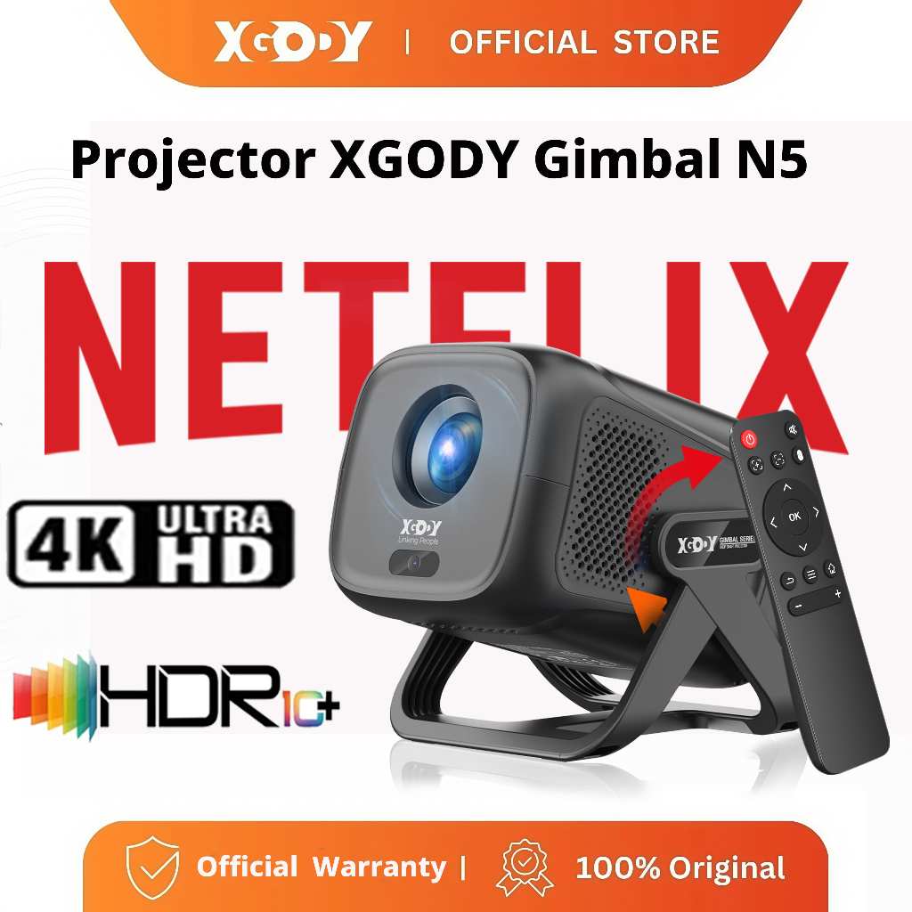 XGODY Gimbal A5 Mini Projetor 4K Android 11 FHD 1080P MirrorLink Keystone Automático 550ANSI