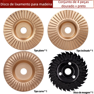 kit 4 discos profissional para madeira | desbaste + corte angular reforçado | 100mm (4") universal esmerilhadeira em Oferta na Shopee