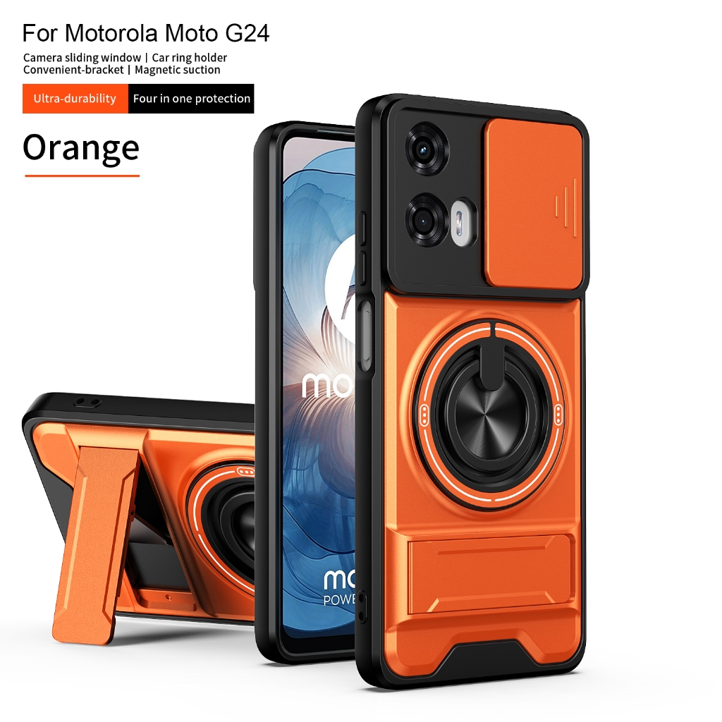 Capa De Telefone Para Motorola Moto G05 G54 G24 G04 G04S G34 E15 Anel Magnético 360 ° Suporte Giratório Protege A Tampa