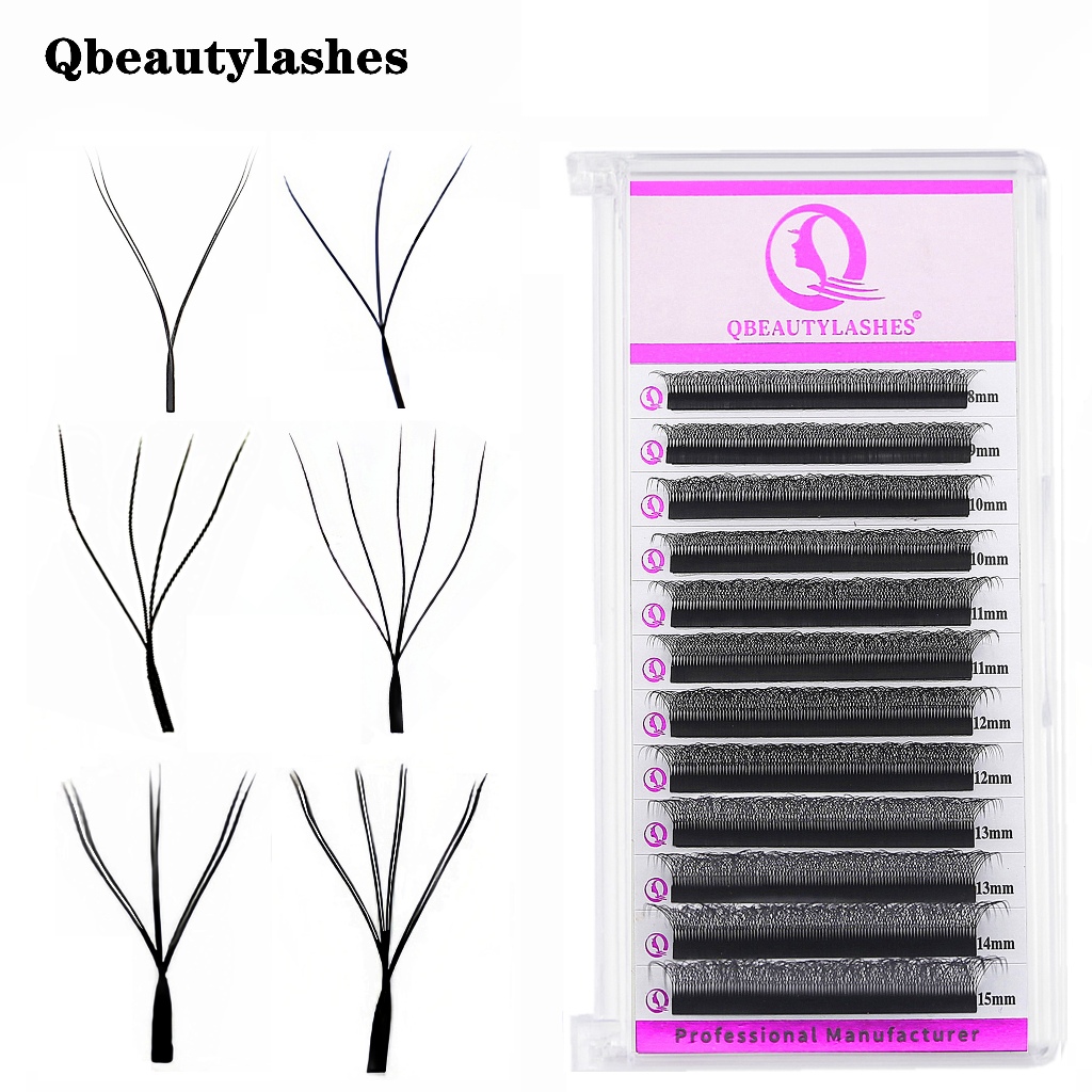 Qbeautyalshes Cílios 6D W Duas Pontas Forma (Duplo 3D) Volume Pré-Fabricado Ventilador Extensões De Fornecimento Falso D em Oferta na Shopee