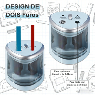 Apontador Elétrico Bateria para lápis Automático 6-12mm Multi-Funcional Operado Com Duplo Furo,Para Estudantes E Escola em Oferta na Shopee