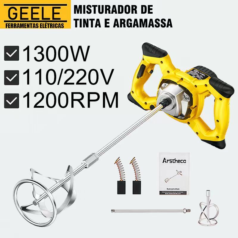 Misturador De Tinta E Argamassa 1300W ArsthecoSeis   velocidades ajustáveis em Oferta na Shopee