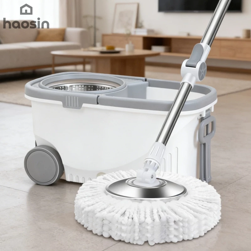 Esfregão Giratório Regulável 360° Com rodas Balde Centrífuga rodo magico refil Microfibra  2 Refis