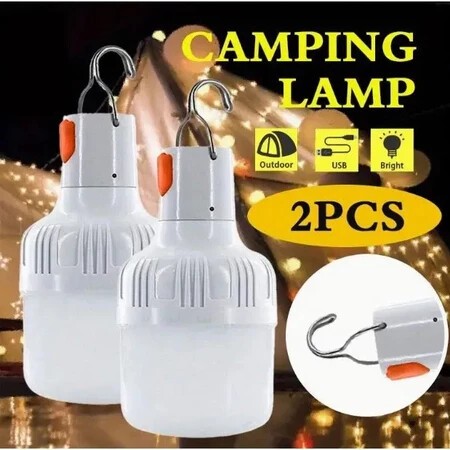 2 unidades pacote USB camping luz LED acampamento ao ar livre iluminação de pesca luz portátil luz de emergência
