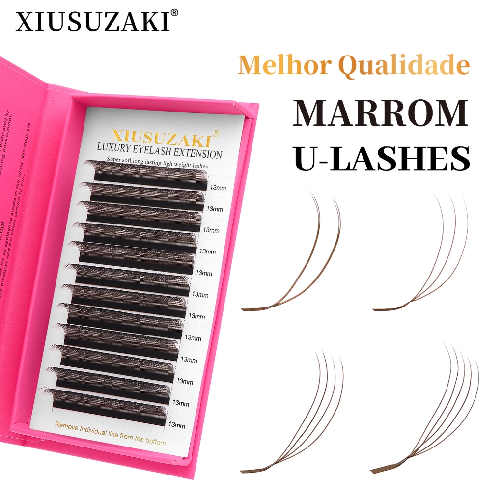 XIUSUZAKI Marrom U Forma 3D/4D/5D YY Cílios Bloom Extensões De Floração Automática Premium