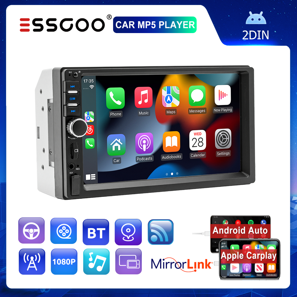 (Do São Paulo) ESSGOO 7018B Versão Atualizada carplay Rádio Para Carro 7 " HD 2 Din MP5 Player Bluetooth Estéreo em Oferta na Shopee