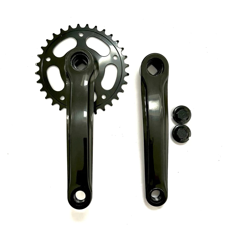 KIT Pedivela 170mm Bike De Aço C/Coroa Única 32T ponta quadrada na cor preta, 7V/8V/9V serve de várias marcas