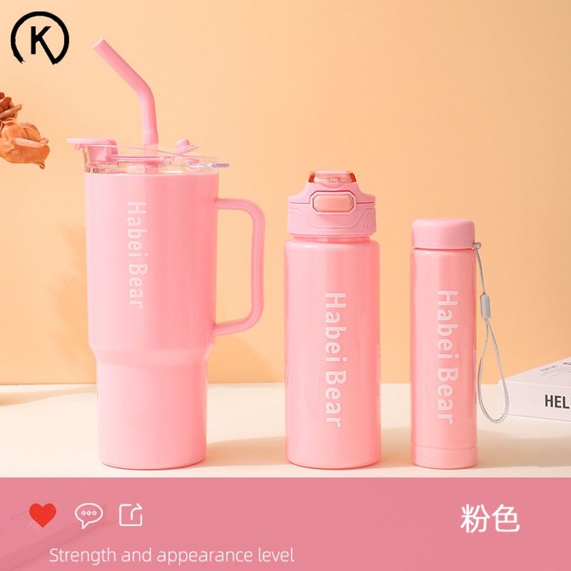 Kit 3 Garrafa Copo Tendência Agua Squeeze Com Adesivos Lembretes beber Agua