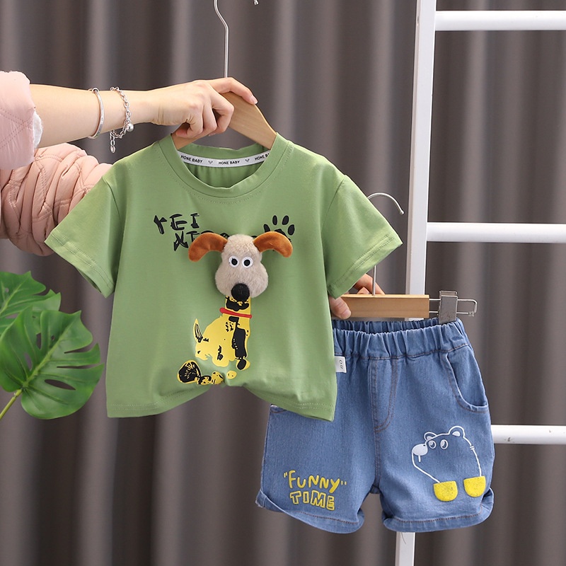 Baby Boys Girls Summer Cotton Clothes Roupas De Algodão Para Crianças Tiras Patchwork Tiger T Shirt Com Bolsa Calções De Desenho Animado 2Pcs/sets Infant Kids Toddler Tracksuits
