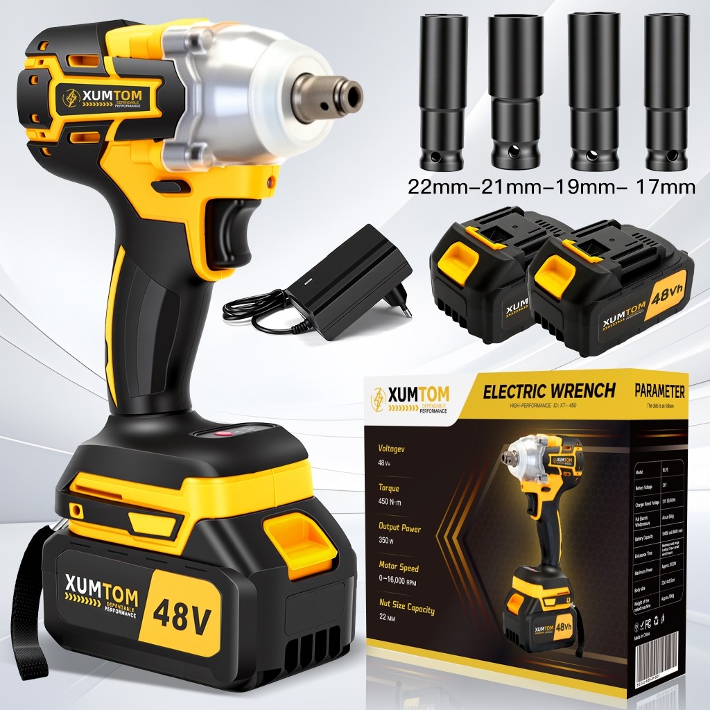 Chave De lmpacto 48V Elétrica Profissional 450NM Motor Sem Escovas Com 48V-02 Baterias Bivolt em Oferta na Shopee