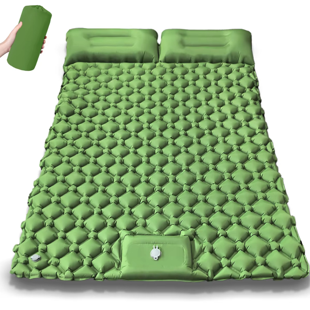 ColchãO InfláVel Casal Resistente AutomáTico Multiuso Camping Com Bomba Ar Embutida De Acampamento Ao Livre Duplo Para D