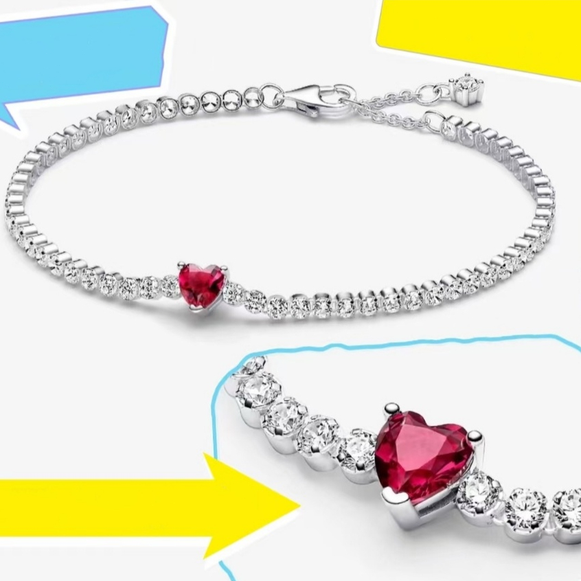 [Estoque pronto, envio rápido] Prata 925 de alta qualidade|Pulseira feminina Pavé Diamond|Presente de pulseira de diaman