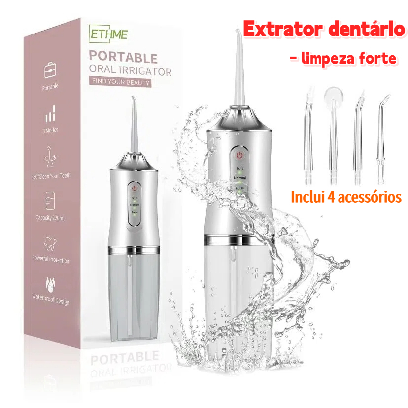 Irrigador Bucal Portátil Branco Jato D`água