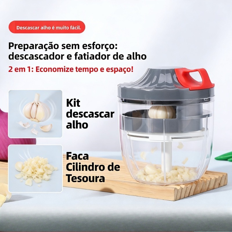 Descascador Manual 2 Em 1 E Picador De Cordão-Ferramenta Moedor De Alho Vegetais