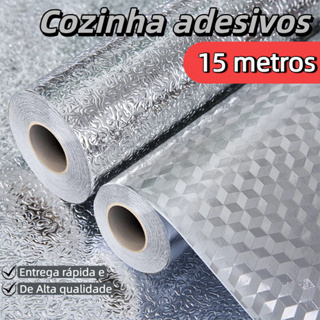 5/10/15 Metros Papel De Alumínio Rolo Adesivo Prova Da Agua Para Cozinha Adesivo Impermeável Protetor Fogão Armário em Oferta na Shopee