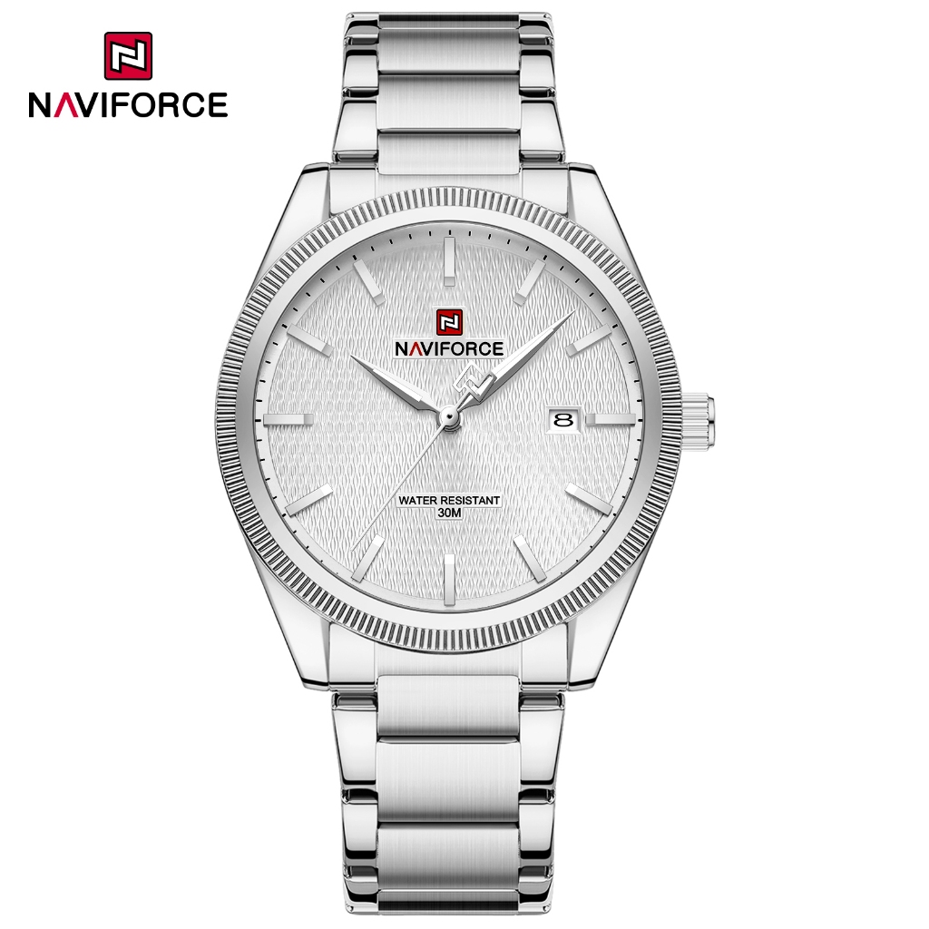 NAVIFORCE 9276S Relógio Masculino Com Pulseira De Aço Inoxidável Movimento De Calendário De Quartzo Simples E Deslocamen