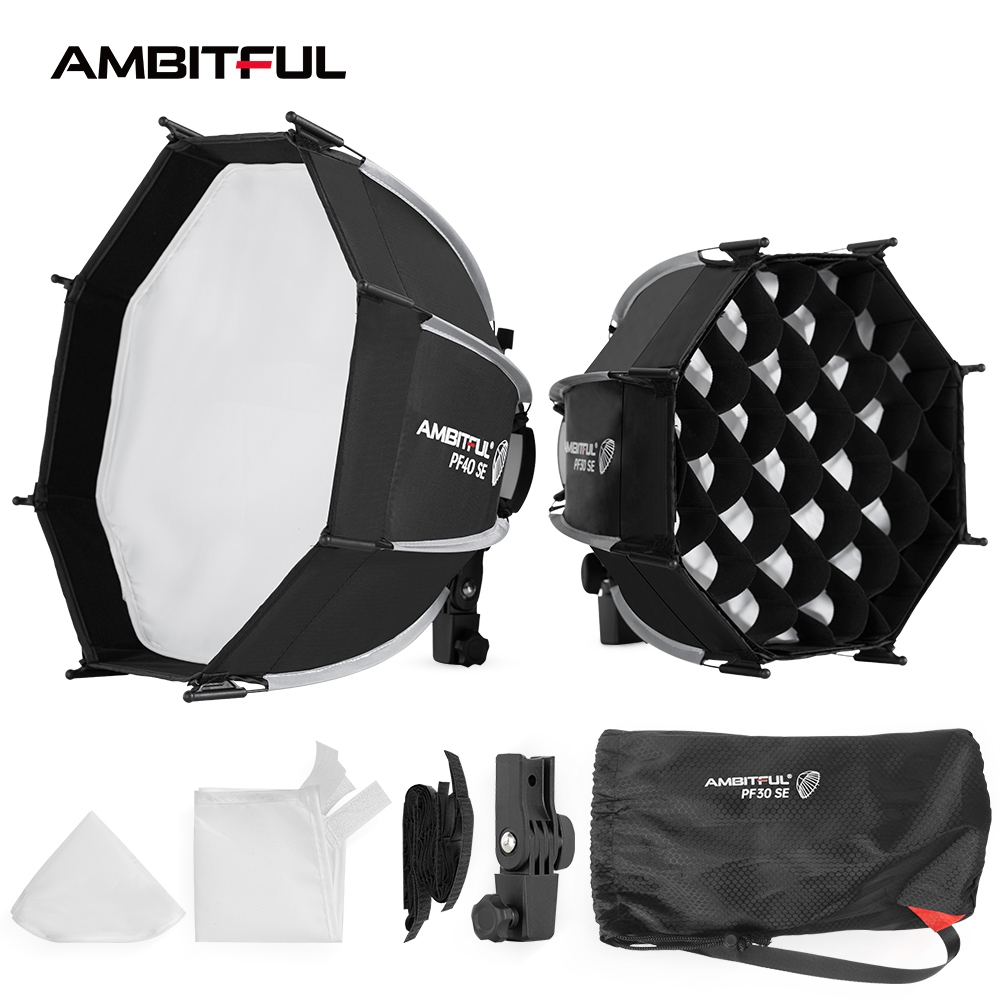 Ambiful PF30/PF40 30cm/40cm mini Speedlite Portátil Octagon Guarda-Chuva SoftBox + Grau De Favo De Mel Ao Ar Livre Flas