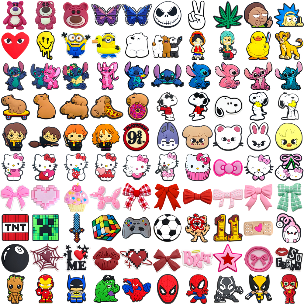 MEIDJ Charms 100 Cartoon Padrão Decorações Acessórios De PVC Com Buttton