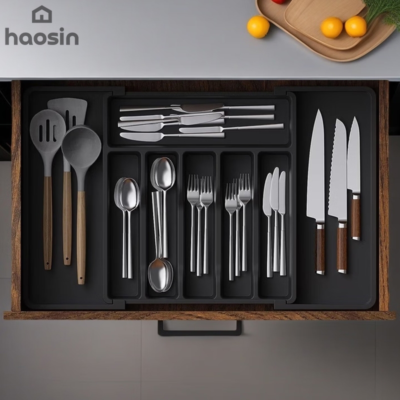 haosin Organizador de Gaveta de Cozinha Ajustável, Divisor de Talheres e Facas, Ideal para Garfos e Utensílios