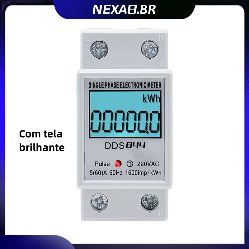 Medidor De Consumo De Energia Monofásico Com Display Digital LCD 60A