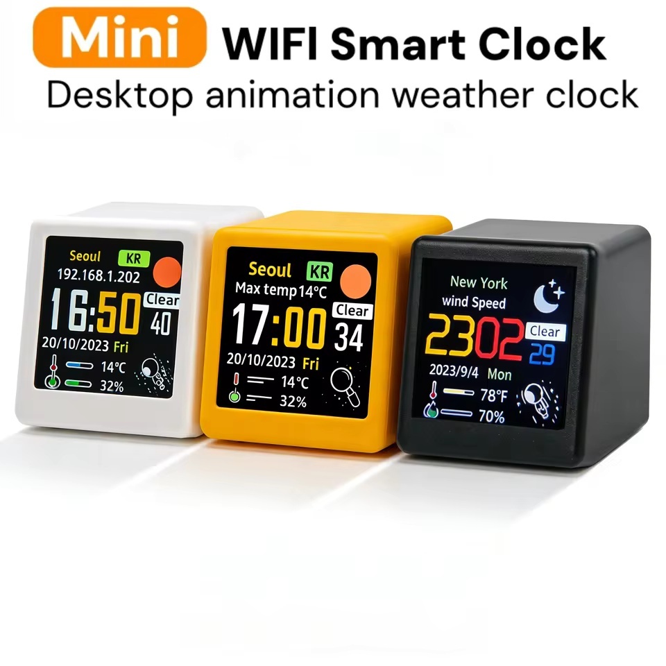 Portátil Inteligente Wifi Estação Meteorológica Display Tempo Temperatura Umidade Despertador Decoração De Mesa