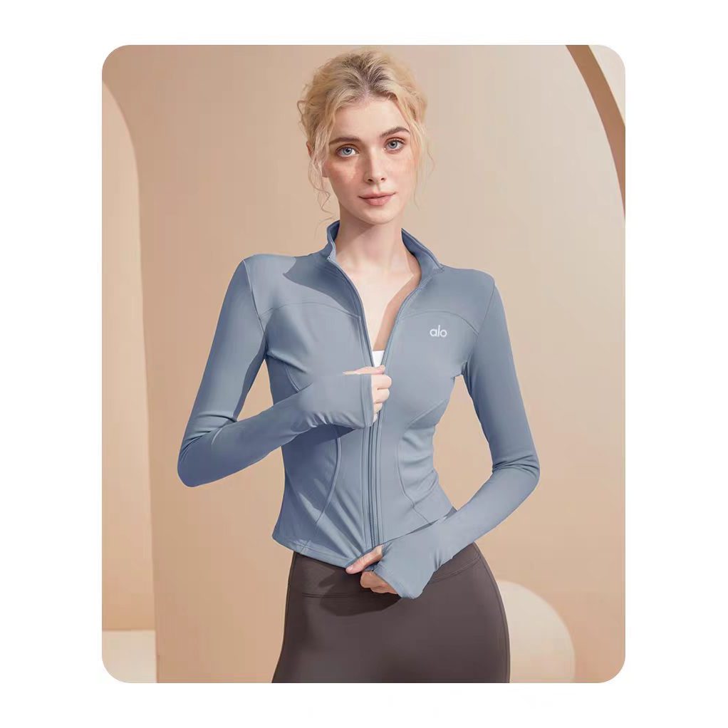 Al.yoga jaqueta esportiva feminina de cintura estreita roupas de yoga apertado superior gola alta Lucy mesmo estilo roup