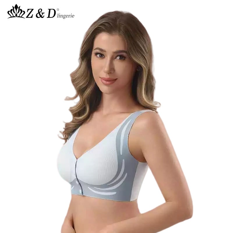 Z&D Lingerie Sutiã Top Plus Size Canelado Botão Frontal Sem Aro Com Bojo 607