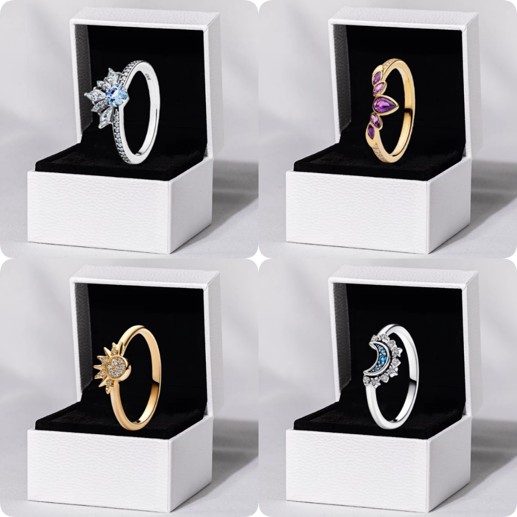 Anel feminino da moda S925|Anel de casal estilo casal|Sol e Lua|Presente de anel unissex Pavé Diamond