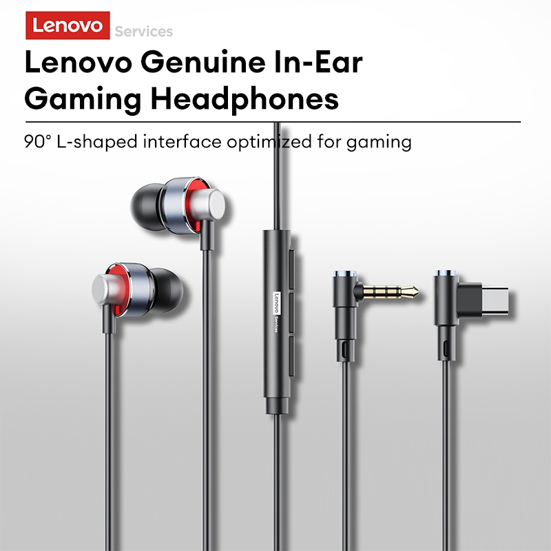 Fones De Ouvido Intra-Auriculares Com Fio Lenovo Y100 Driver De 10 Mm E Som HiFi Mais Em Forma De L 90 ° Design — imagem 2 de 2