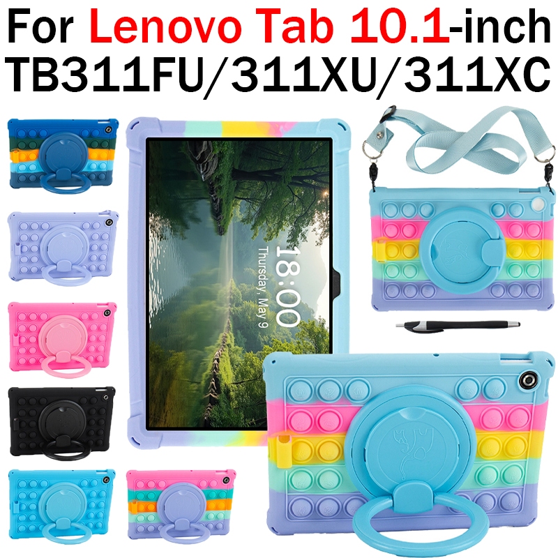 Para Lenovo Tab TB311FU TB311XU TB311XC(10.1'')2025 Capa De Bolha Divertida De Silicone Macio Com 360 ° Suporte Giratór