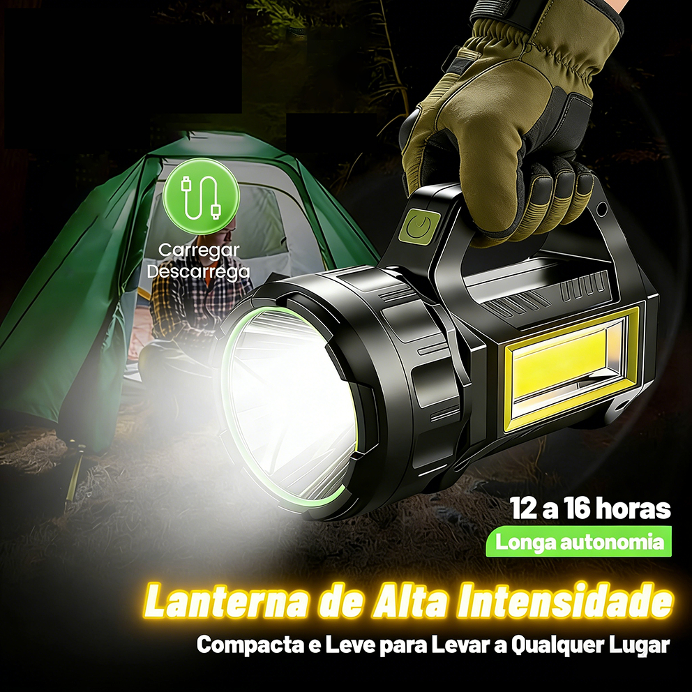 Lanterna LED Recarregável 150000LM Solar USB 30W 20000mAh Longo Alcance IPX4 em Oferta na Shopee