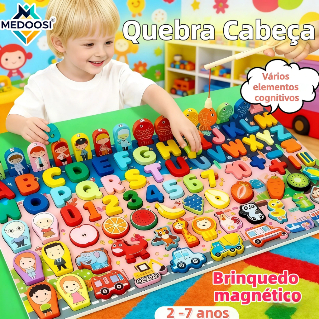 MEDOOSI-Quebra Cabeça Deslizante Magnéticos Pesca Montessori Brinquedo Jogos Pedagogicos Puzzle I Antis Educativos — R$ 99,00 em Shopee