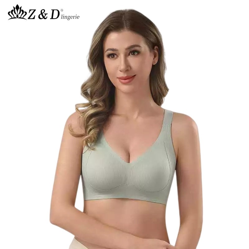 Z&D Lingerie Sutiã Top Plus Size Canelado Costura leve respirável e discreto Sem Aro Com Bojo 609