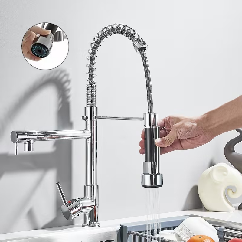 Torneira De Cozinha Gourmet Alça Única  Com Extensor De Spray Prata Torneiras  Extraíveis Premium 360° em Oferta na Shopee