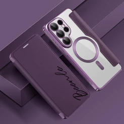 Nova Capa De Couro flip Com design De Nome Personalizado , Telefone Para Samsung Galaxy s26 ultra s25 s24 s23