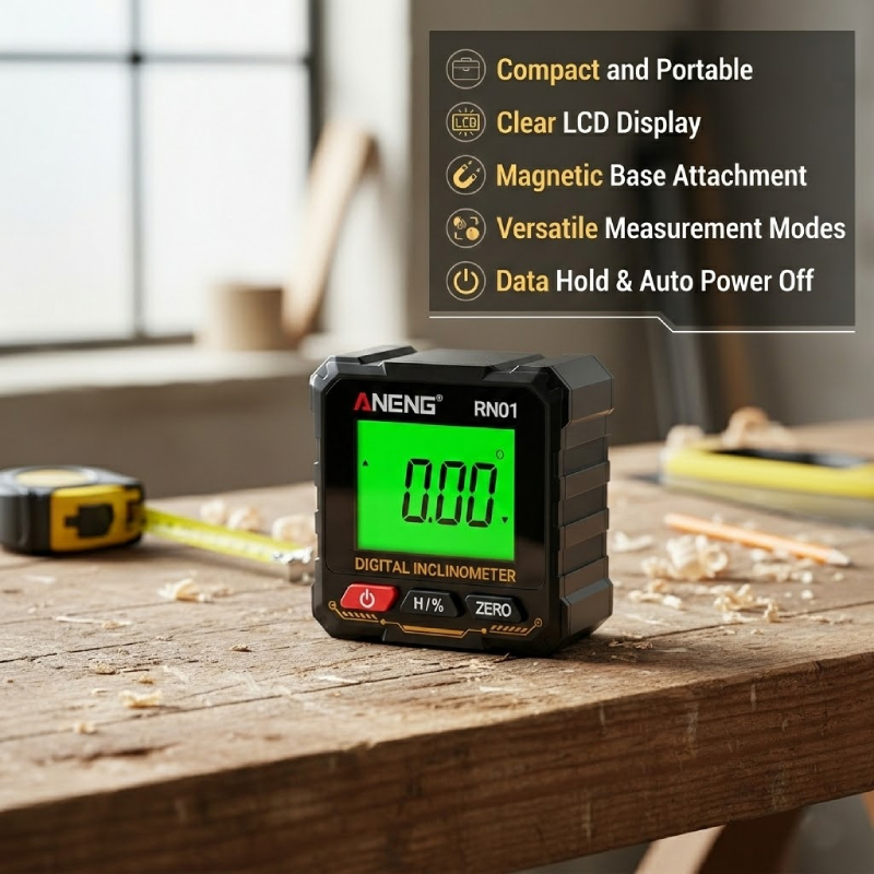 ANENG RN01 Transferidor Digital 360 ° Inclinômetro Base Magnética Mini Localizador De Ângulo Ferramenta De Venda De Mola em Oferta na Shopee