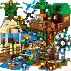 1.000 pçs Lego Mundo de construção série MC moinho de vento Base cachoeira cidade da guerra cavalo brinquedos de montag