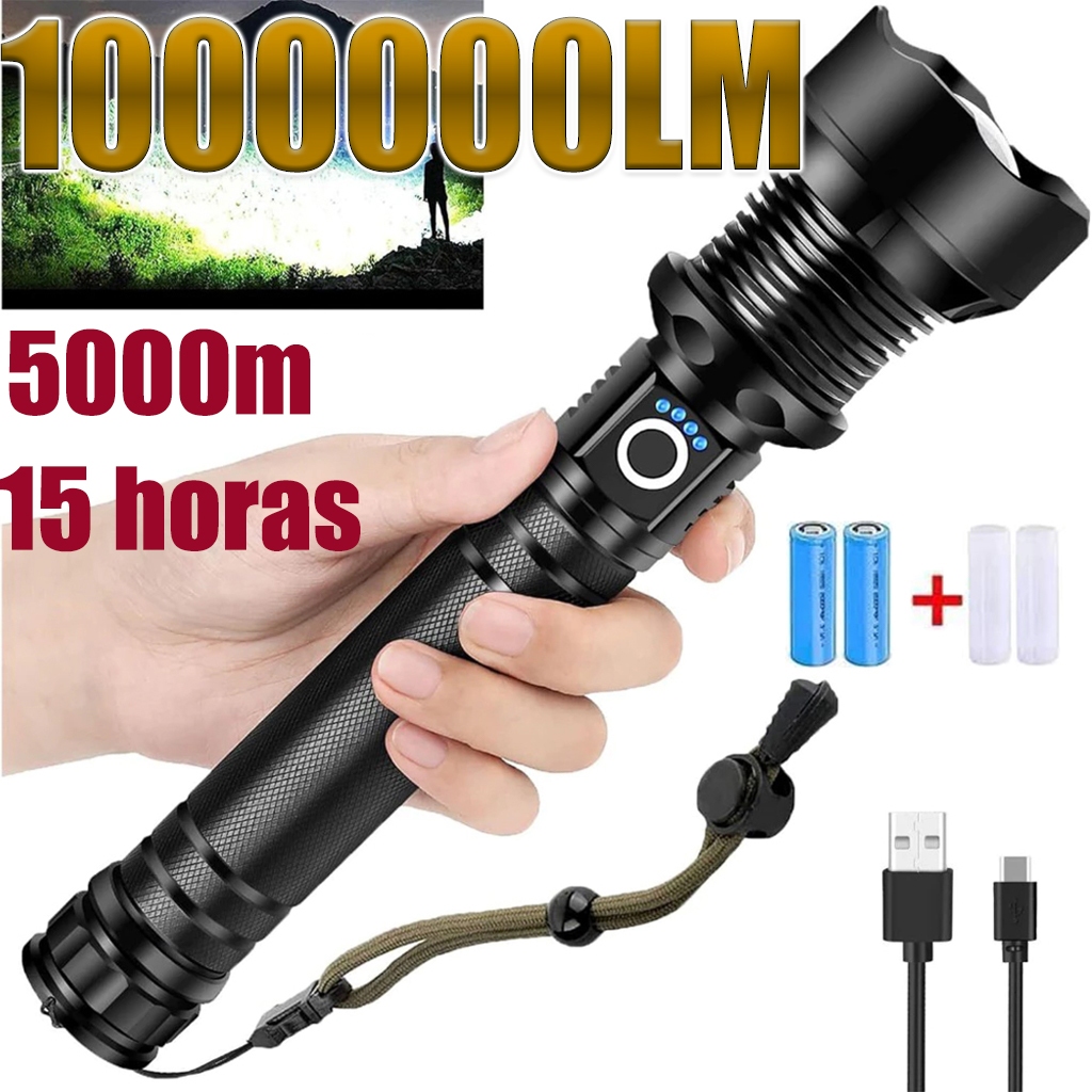 Lanterna Tática P90 P50 Super Potente Profissional LED Recarregável USB Bivolt [FOGO ALTO]