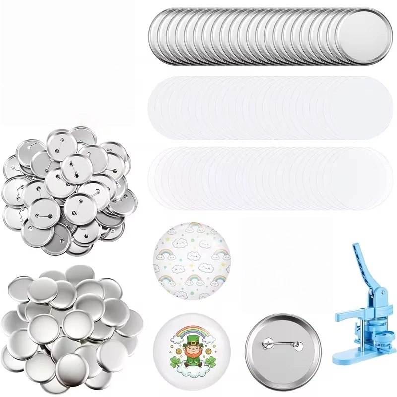 Isgood 32mm/44mm/58mm Branco Pins E Bottons 100 Kits Para Mecolour Máquina De Button
