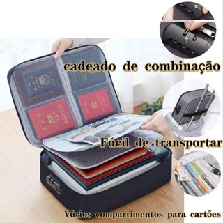 Bolsa Pasta Organizador Viagem Documento Trava Com Segredo Passaporte Cartão Identidade-preto em Oferta na Shopee