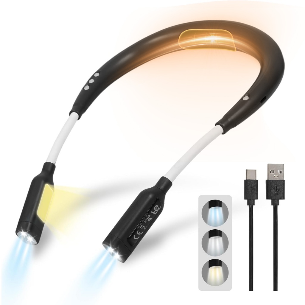 Uniwity Luz de Leitura LED Recarregável Dobrável de Pescoço Portátil Iluminação Noturna Leitura