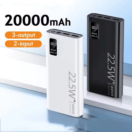 Carregador Portátil 20000mah grande capacidade power bank 22.5w rápido portátil bateria Com Tela Lcd em Oferta na Shopee